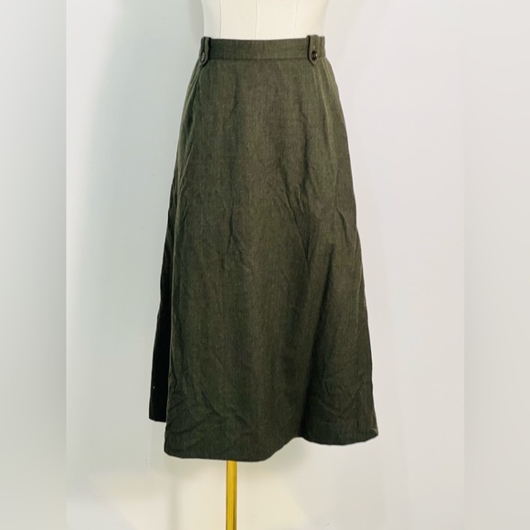 Vintage Talbots Wool Blend Olive Green Midi Half Zip Skirt Size 12 - Picture 1 of 8